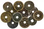 China. Qing-Early Republic. Lot of Brass Charms. Includes: Eight Trigrams (3), 42.5 (holed), 44 and 