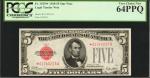Fr. 1525*. 1928 $5 Legal Tender Star Note. PCGS Currency Very Choice New 64 PPQ.