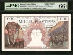 1951年东方汇理银行一仟圆。样票。FRENCH INDO-CHINA. Banque de LIndo-Chine. 1000 Piastres, ND (1951). P-84s1. Specim