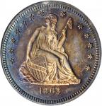1863 Liberty Seated Quarter. Proof-63 (ANACS). OH.