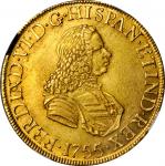 PERU. 8 Escudos, 1755-LM JM. Lima Mint. Ferdinand VI. NGC AU-55.