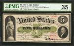 Fr. 61c. 1862 $5 Legal Tender Note. PMG Choice Very Fine 35.