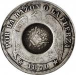 GUATEMALA. Guatemala - Chile. Mint Error -- Full Brockage Reverse -- Peso, 1894. Guatemala City Mint
