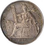 1889-A 坐洋半圆精製银币。巴黎造币厂。 FRENCH INDO-CHINA. 50 Cents, 1889-A. Paris Mint. PCGS PROOF-62 Gold Shield.