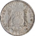 1770/60-Mo FM年一圆银币。墨西哥城造币厂，查尔斯三世。MEXICO. 8 Reales, 1770/60-Mo FM. Mexico City Mint. Charles III. PCG