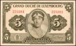 LUXEMBOURG. Grand-Duche de Luxembourg. 5 Francs, 1944. P-43a. About Uncirculated.