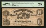 T-10. Confederate Currency. 1861 $10. PMG Very Fine 25.