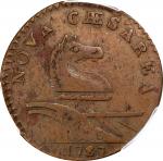 1787 New Jersey Copper. Maris 33-U, W-5110. Rarity-4. No Sprig Above Plow, Outlined Shield. EF-45 (P