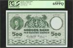 NORWAY. Norges Bank. 500 Kroner, 1948-76. P-34f. PCGS Currency Gem New 65 PPQ.