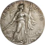 FRANCE. Labor, Progress, and Glory Silvered Bronze Award Medal, 1910. UNCIRCULATED.