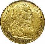 COLOMBIA. 1789-JJ 8 Escudos. Santa Fe de Nuevo Reino (Bogotá) mint. Carlos III (1759-1788). Restrepo