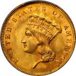 1855 Three-Dollar Gold Piece. MS-64+ (PCGS). CAC.