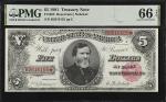 Fr. 362. 1891 $5  Treasury Note. PMG Gem Uncirculated 66 EPQ.