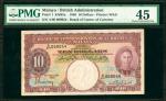 MALAYA. Board of Commissioners of Currency Malaya. 10 Dollars, 1940. P-1. PMG Choice Extremely Fine 