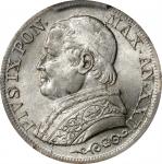 ITALY. Papal States. Lira, 1867-R Year XXII. Rome Mint. Pius IX. PCGS MS-64.