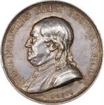 1786 Benjamin Franklin Natus Boston Medal. Betts-620. Silver, 46 mm. AU-55 (PCGS).