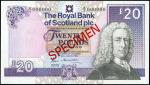 The Royal Bank of Scotland plc, Specimen £20, 25th March 1987, serial number A/1 000000, black and p