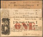 Lot of (3) Grayson, Virginia. County of Grayson. June 28, 1862. 10 Cents, 50 Cents & $1. Very Fine.