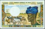 FRENCH SOMALILAND. Banque Centrale Du Mali. 5000 Francs, ND (1972-84). P-14e. PCGS Choice About New 