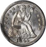 1845 Liberty Seated Dime. Fortin-103. Rarity-3. Repunched Date. MS-66 (PCGS).