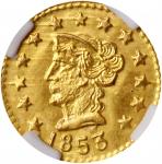 1853 California Gold Token. Round 1/4. Liberty / Bear #2b. MS-66 (NGC).