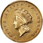 1855-D女神像3美元金币 PCGS AU 58 1855-D Gold Dollar