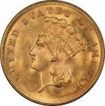 1858 Three-Dollar Gold Piece. Mint State-65 (PCGS).