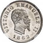 ITALIE Victor-Emmanuel II (1861-1878). 50 centesimi, 1er type, aspect Flan bruni (PROOFLIKE) 1862, N