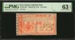 NJ-183. New Jersey. March 25, 1776. 6 Pounds. PMG Choice Uncirculated 63 EPQ.
