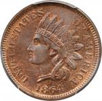 1864 Indian Cent. Bronze. L on Ribbon. MS-64 RB (PCGS).