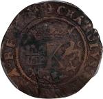 MEXICO. 4 Maravedis, ND (1542)-oMo. Mexico City Mint. Carlos & Johanna. PCGS Genuine--Environmental 