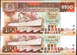 1995年新加坡货币发行局一百圆。About Uncirculated.
