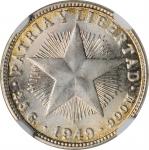 CUBA. 10 Centavos, 1949. Philadelphia Mint. NGC MS-66.