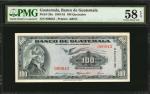 GUATEMALA. Banco de Guatemala. 100 Quetzales, 1948. P-28a. Low Serial Number. PMG Choice About Uncir