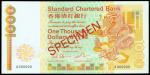 Standard Chartered Bank, $1000, Specimen, 1.1.1985, serial number A000000, orange and multicoloured,