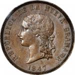 COLOMBIA. 1847 pattern 16 Pesos. Popayán mint. Bronze. Restrepo-24. SP-55 (PCGS).