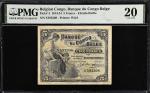 BELGIAN CONGO. Banque du Congo Belge. 5 Francs, 1920. P-4. PMG Very Fine 20.