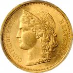 SWITZERLAND. 20 Francs, 1886. PCGS MS-63 Gold Shield.