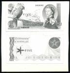 Government of Seychelles, archival photograph of 5 rupees, ND (1968-75), black and white, parrot and