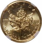1992年加拿大枫叶5元金币，重3.12克含.999金，NGC MS70. Canada, gold $5, 1992, maple leaf, weight 3.12g containing 0.9