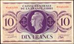 FRENCH EQUATORIAL AFRICA. Caisse Centrale de la France Libre. 10 Francs, 1941. P-11. Very Fine.