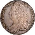 GREAT BRITAIN. Crown, 1743 Year D.SEPTIMO. London Mint. George II. PCGS MS-64.
