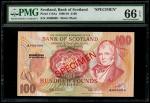 1992年苏格兰银行100镑样票，编号A000000，PMG 66EPQ，此大型钞票较罕见