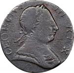 1773 Contemporary Counterfeit Halfpenny. George III English Type. Crude American (Ringo) Family. Die