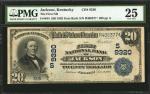 Jackson, Kentucky. $20 1902 Date Back. Fr. 644. The First NB. Charter #9320. PMG Very Fine 25.