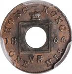 HONG KONG. Mil, 1866. Hong Kong Mint. Victoria. PCGS Genuine--Environmental Damage, Unc Details Gold