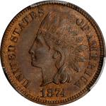 1874 Indian Cent. MS-64 BN (PCGS).