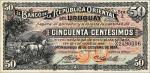 URUGUAY. Banco de la Republica Oriental del Uruguay. 50 Centesimos, 1934. P-20b. Very Fine.