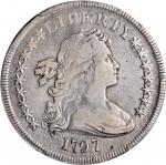 1797 Draped Bust Silver Dollar. BB-73, B-1. Rarity-3. Stars 9x7, Large Letters. VF Details--Cleaning