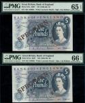 Bank of England, J.Q. Hollom, consecutive pair of ｣5, ND (1963-66), serial number A01 108604/605, (E